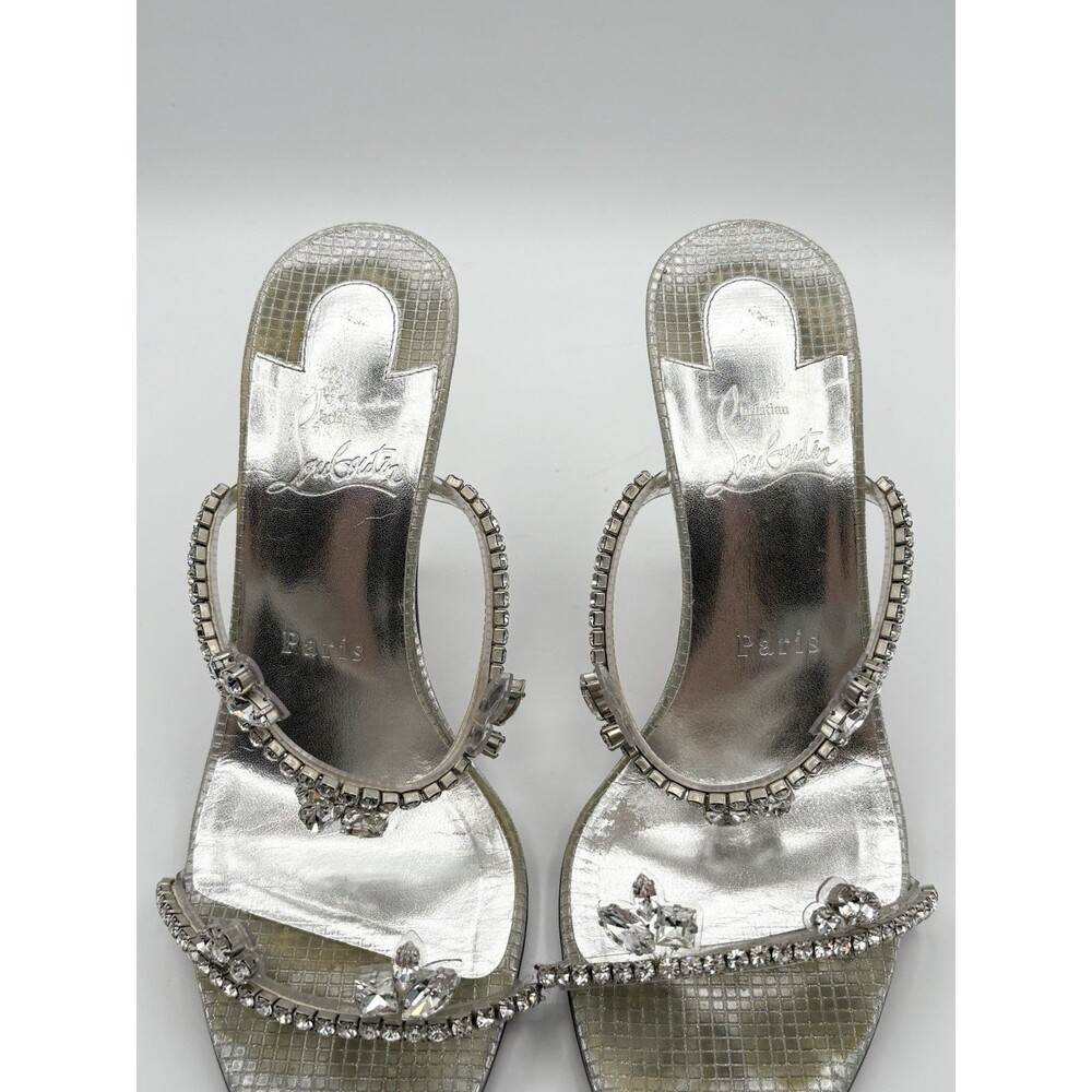 Christian Louboutin Silver Crystal Embellished Stiletto Sandals - Picture 6 of 15